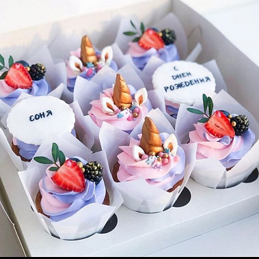 Капкейки "Единорожки" купить - старыйоскол.сладкоежкин.рф